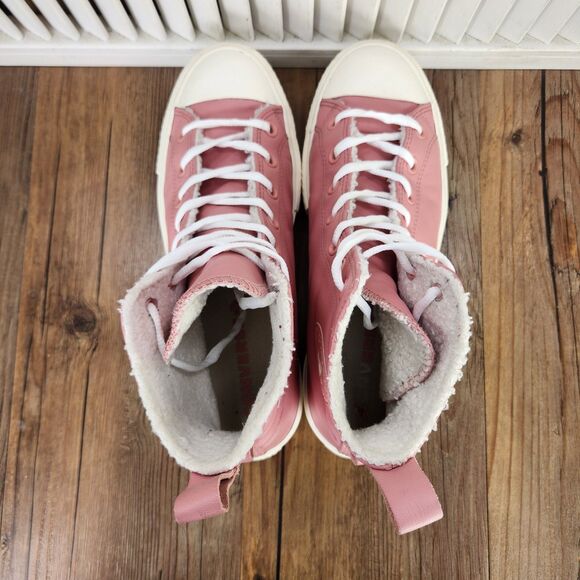 Converse CTAS Cozy Sherpa Platform Lift Women's 11* Pink Leather High Top Shoes - Picture 6 of 10